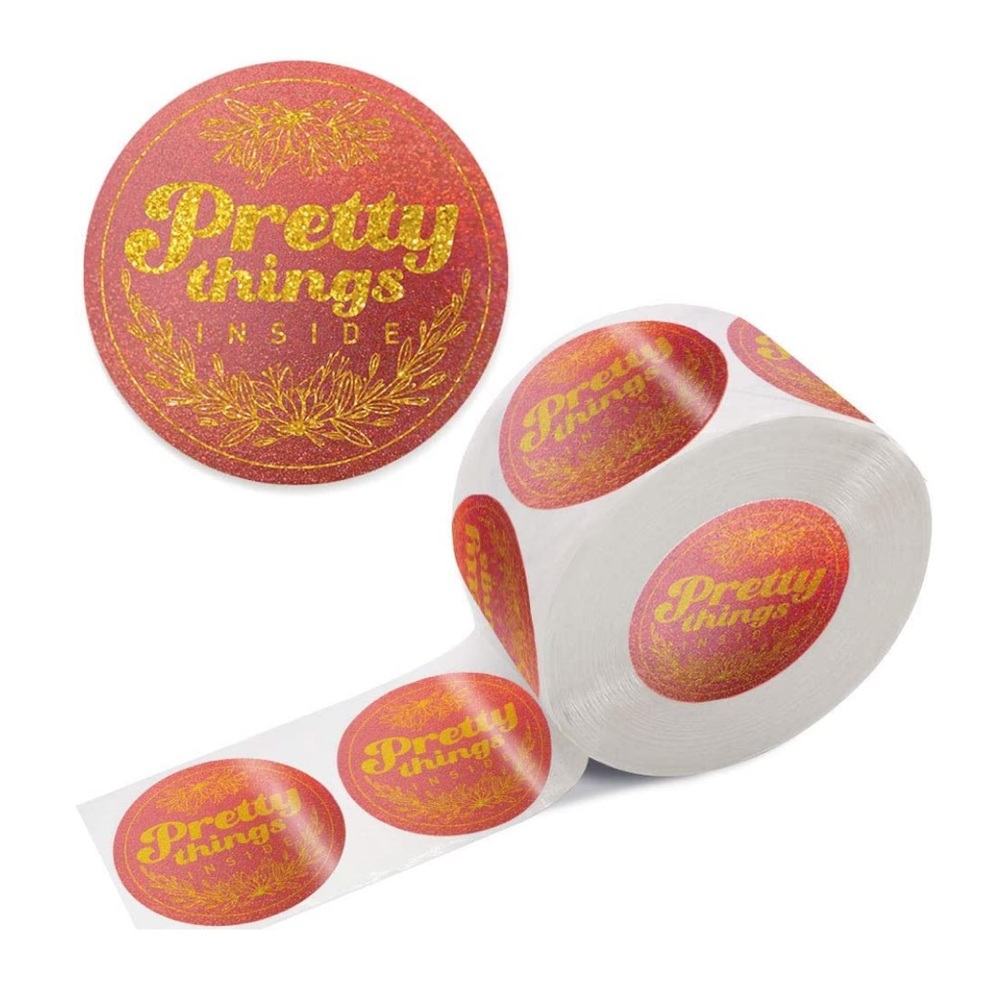 Pretty Things Inside Holographic Round Sticker Label Seals for Business, 500pcs